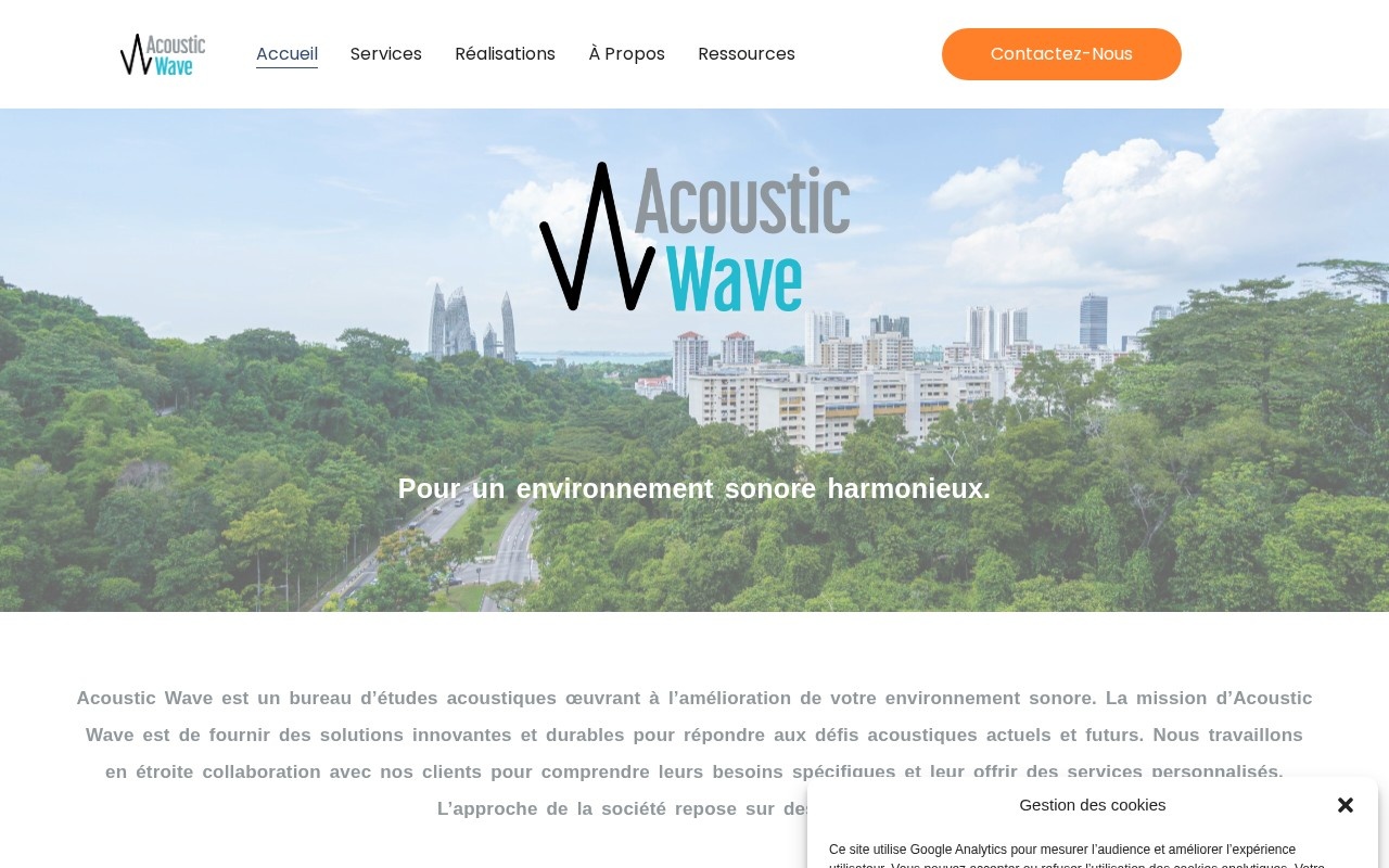 Acoustic Wave, site internet, réalisation Sud Up Studio